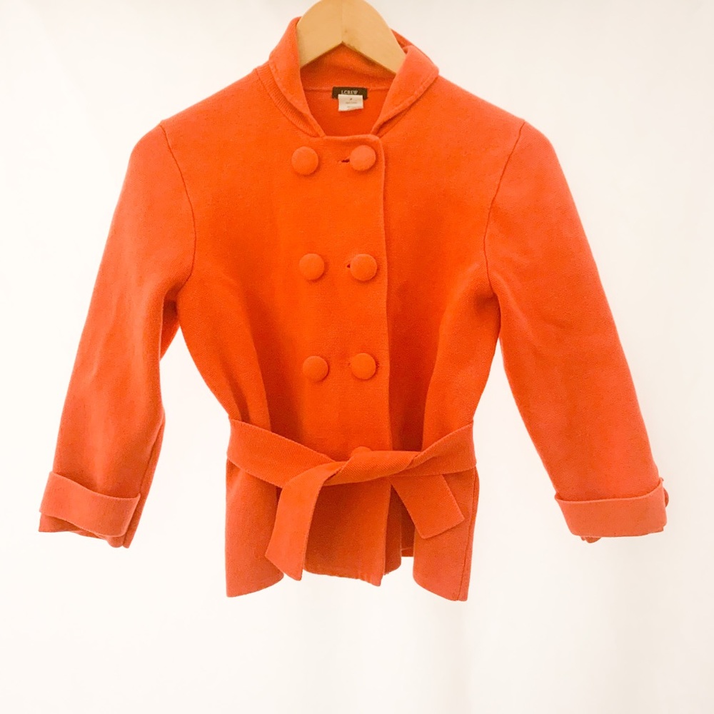 J. Crew Soft Orange Button-Up 3/4 Sleeve Sweater-M